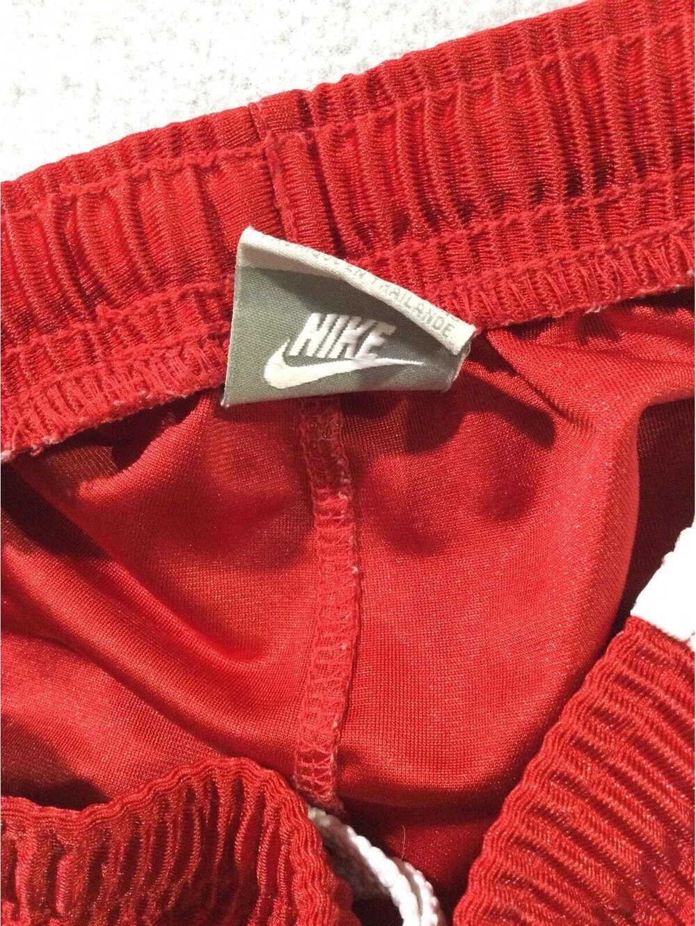 Vintage Nike Track Pants Youth L Red Black White Y2K Loose Dazzle Shiny Baggy